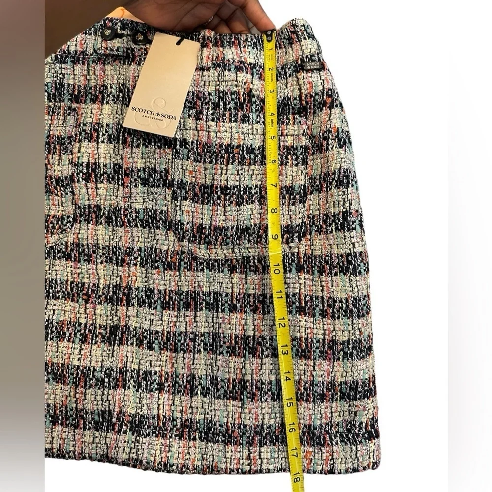 NWT Scotch & Soda SPECIAL TWEED MINI Short Multi color Side Zip Pockets SKIRT M - Picture 4 of 10
